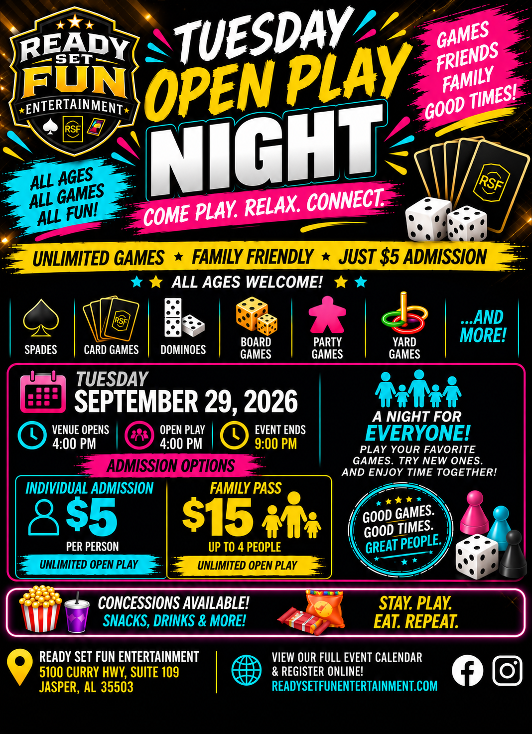 TUESDAY OPEN PLAY NIGHT| September 29