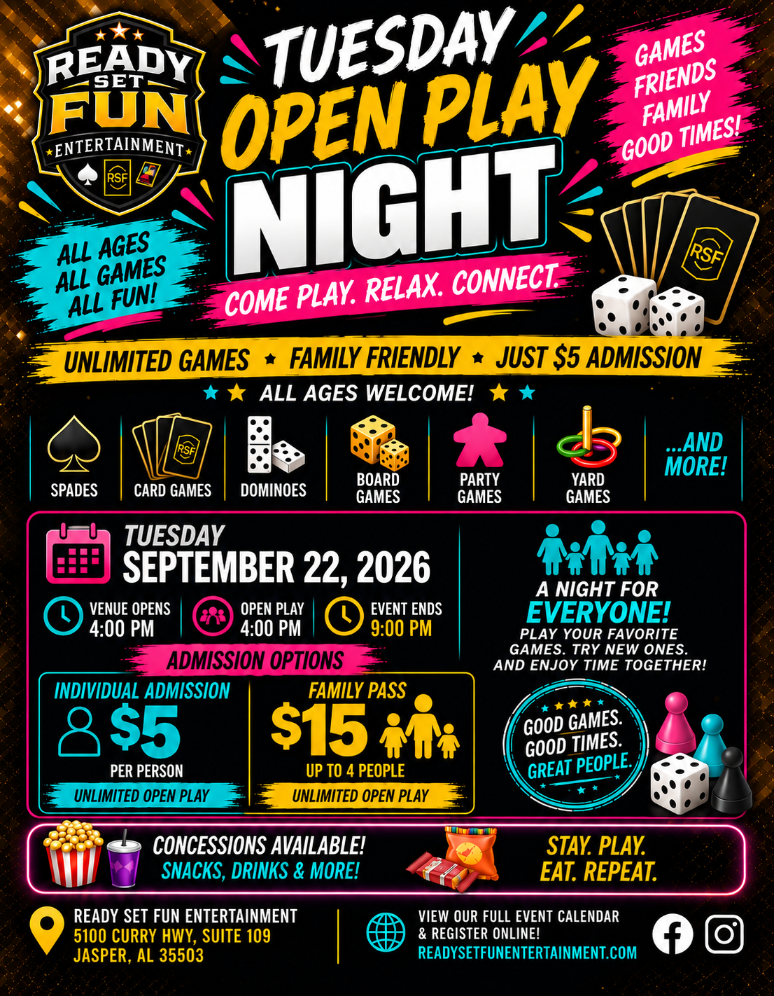 TUESDAY OPEN PLAY NIGHT| September 22