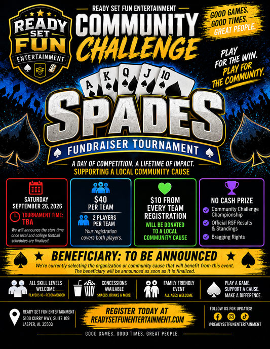 Community Challenge: Spades Fundraiser Tournament September 26, 2026