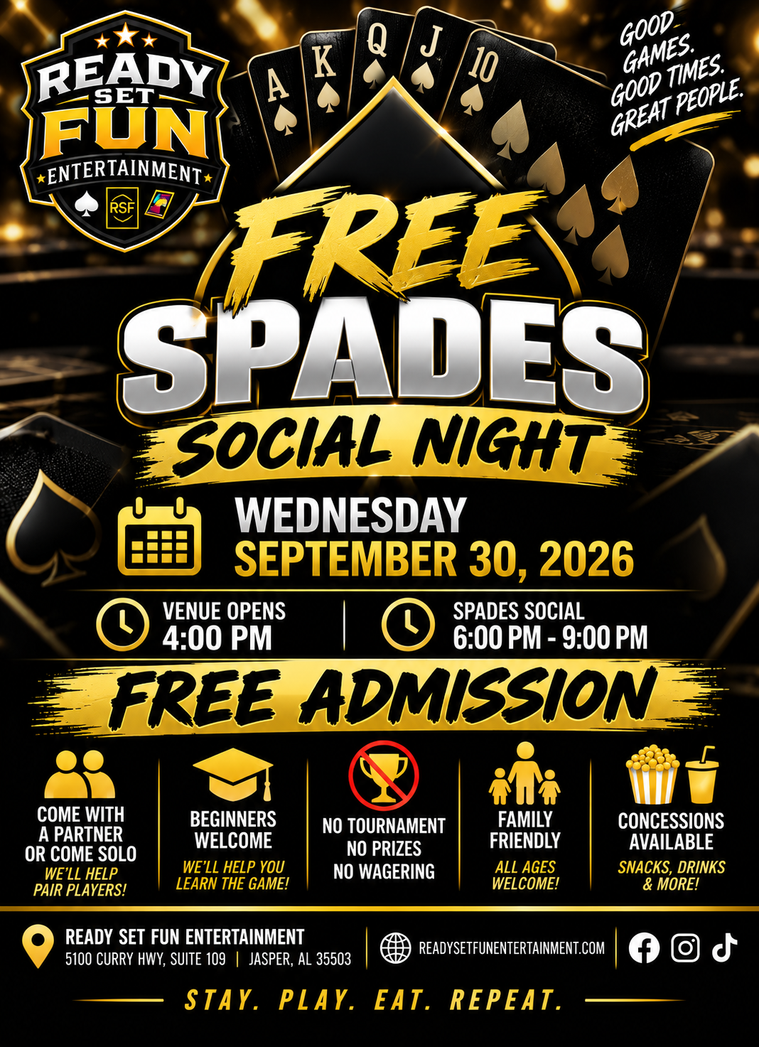 Free Spades Social Night September 30, 2026